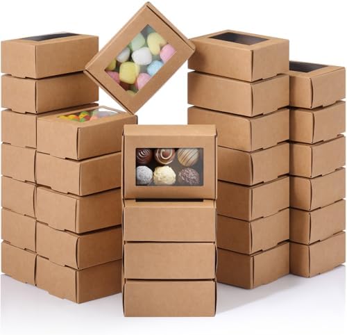 Zonon 100 Pcs Mini Kraft Soap Boxes with Window Homemade,Brown