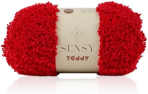 S Sensy Teddy - Micro Polyester Amigurumi #5 Bulky Yarn Red 109 Yards 4 oz