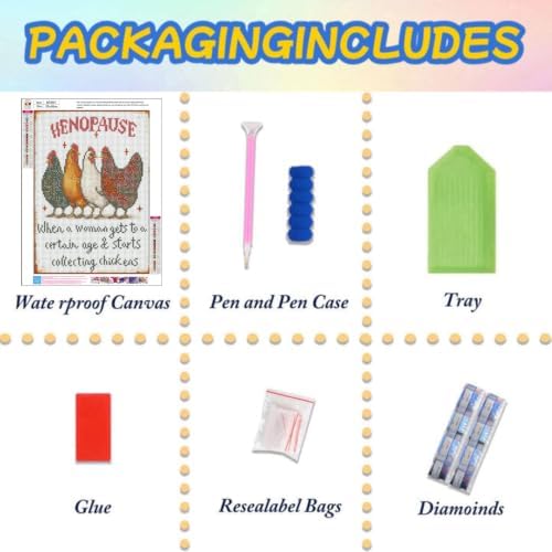 Lophomie Diamond Art Kits for Adults, 5D Chicken Diamond Painting Kit