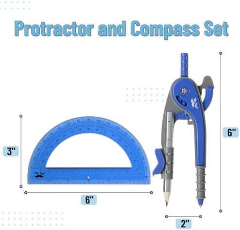 Mr. Pen- Geometry Compass and Protractor Set, 6 Inch Compass