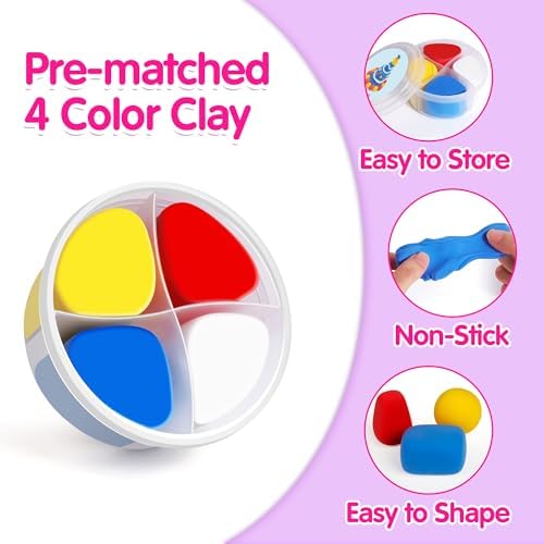Helsort Air Dry Clay Kit, 12 Cake Modeling Clay for Kids, Tutorial Video