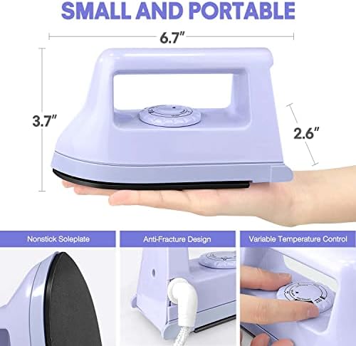 Mini Crafts Iron Handy Heat Press Machine Kit Portable with PVC Doormat for Heat Transfer, Charging Base Accessories for DIY T-Shirt Shoe Bag Vinyl Projects