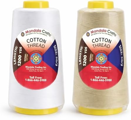 Mandala Crafts White Beige Mercerized Cotton Thread for Sewing Quilting