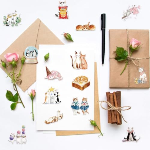 50PCS Transparent Cat Stickers, Fun Cute Cat Stickers | Waterproof Clear Cartoon Pet Stickers for Laptop, Water Bottle, Scrapbook, Guitar, Luggage, Cute Meme Kitten DIY Crafts