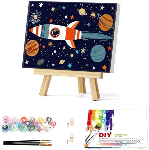 Gemozaic Outer Space Paint by Numbers Kit for Kids with Frame and Easel