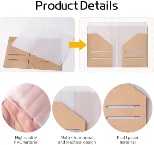 Roadtofree Passport Size Travelers Notebook Accessories Kit - All-in-One Set with Kraft Folder, PVC Zipper Case, Pen Holder, Binder Clip & 2 Elastic Bands for Travel Journal, Daily Use (Kraft, Standard Size 1 PC)
