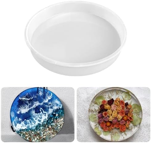 RESINWORLD 12" Round x 2" Deep Large Tray Mold, Shiny Silicone Tray Board Table Clock Mold for Epoxy Resin Casting, Floral Preservation Bouquet Resin Mold