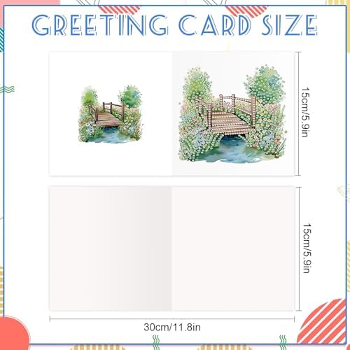 AiYuanzsh 6 Pack Garden Landscape Diamond Painting Greeting Card Kits with Envelopes, 5D DIY Diamond Art Cards for Adults, Handmade Card Craft Kit for Holiday Birthday Wishes (30x15cm)