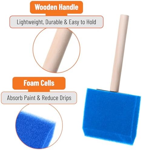 Bates- Foam Paint Brushes, 3", 50 Pack, Blue Sponge Brushes for Painting, Sponge Paint Brush