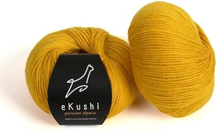 100% Baby Alpaca Yarn for Knitting & Crocheting - Set of 2 Skeins of Premium Yarn DK - Lightweight, Hypoallergenic & Thermal Peru Made - Ideal for Delicate Projects (YE011 - Maple Yellow)