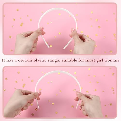 Hotop Plastic Headbands Bulk No Teeth Plain for Women,1/2 Inch Wide,White
