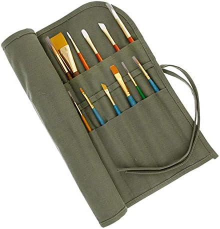 U.S. Art Supply Deluxe Canvas Art Paint Brush Holder & Storage Organizer