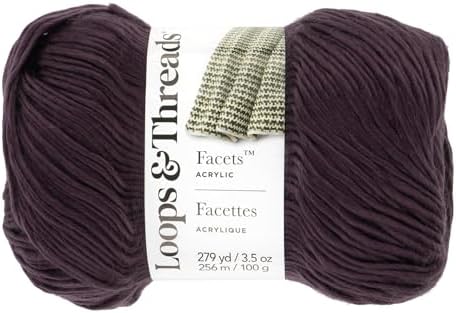 Loops & Threads Facets Yarn - Yarn for Knitting, Crochet, Weaving, and Arts & Crafts - Purple, Acrylic, 3.5 oz