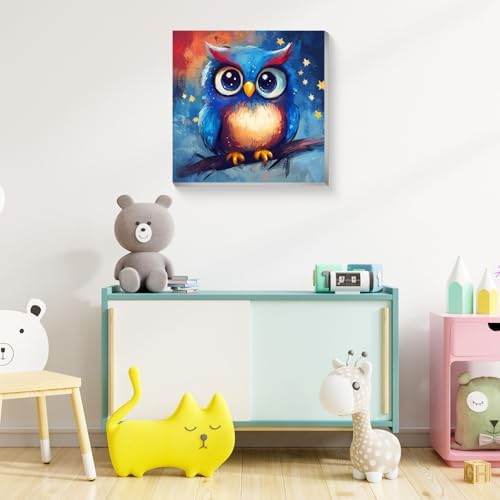 Reivworl Owl Paint by Numbers Kit for Kids with Frame 8×8 inch