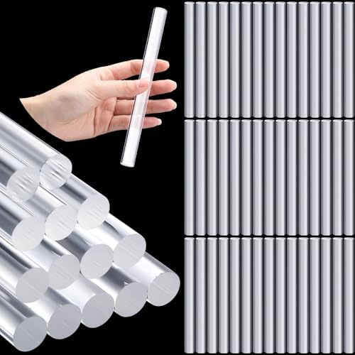 Clabby 50 Pieces Acrylic Clay Roller Plastic Polymer Pin, 6.5 x 0.5 Inch | Clear Plastic Tube Roller, Small Rolling Pins for Crafts, Bulk Pack Handmade Art Supplies, Smooth Surface DIY Projects