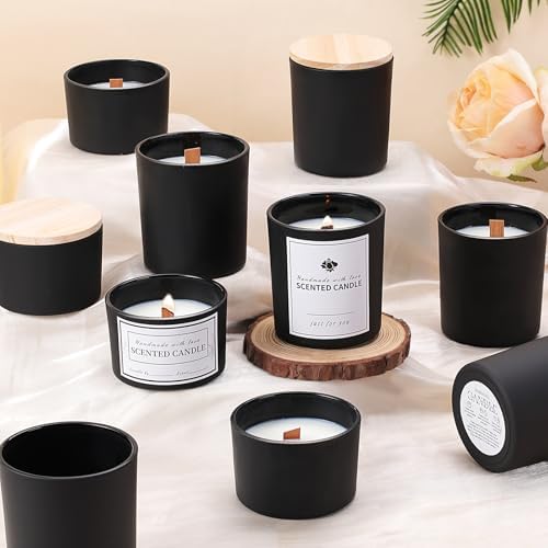 Matte Black Candle Jars with Lids, 16 Pcs Containers for Making Candles