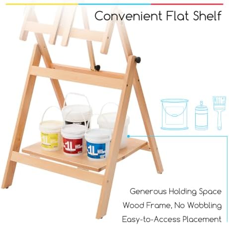 MEEDEN Large Studio Artist Easel: Heavy Duty H-Frame Easel for Painting | Wooden Artists Easel - Convertible Easel - Collapsible Floor Art Easel Stand for Adult, Craft, Office & Studio Natural