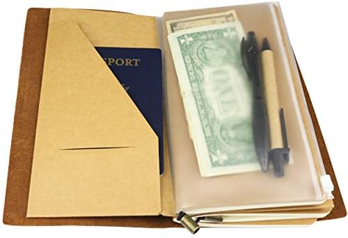 WANDERINGS Clear Zipper Case and Kraft Card Holder for Refillable Travel Journals - 4.25" x 8.25" (11 x 21cm) - Standard Regular Size