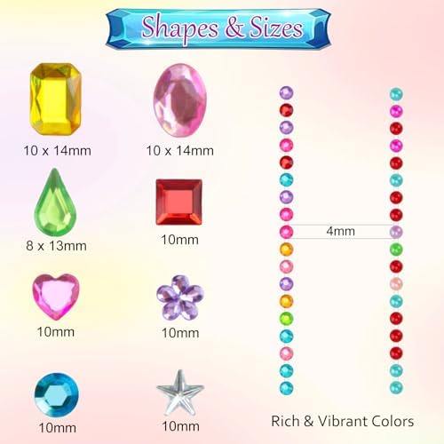 JAMIEWIN 1180pcs Gem Stickers, Self Adhesive Rhinestone Jewel Crafts