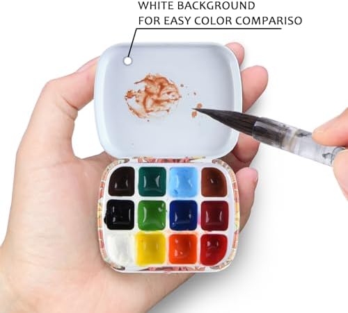 Portable Travel Watercolor Palette, Mini Metal Tin Box,12-Well Empty Tins