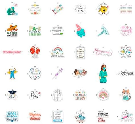 100Pcs Physician Assistant Stickers for Laptop, Water Bottle - PA Stickers - Funny Physician Assistant Gifts, Party Decoration- Medical Decals - Gift for Women & Men