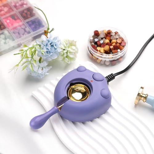 Electric Wax Seal Warmer Kit - Purple, Includes Spoon and Tweezers for DIY Wax Seals and Stamps