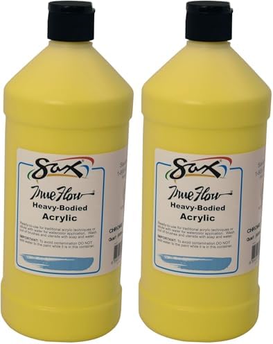 Sax True Flow Heavy Body Acrylic Paint, 1 Quart, Chrome Yellow - 409787 (Pack of 2)