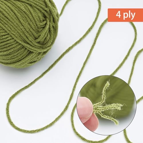 NICEEC 300g Soft Assorted Colors Yarn 100% Acrylic 870yds -Warm Green
