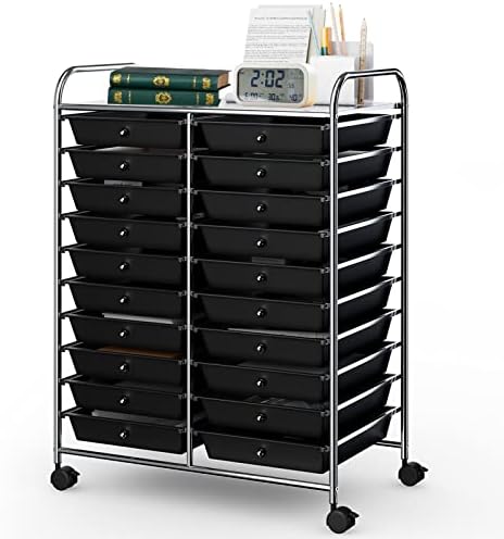 COSTWAY 20-Drawer Rolling Storage Cart, Utility Storage Organizer Cart