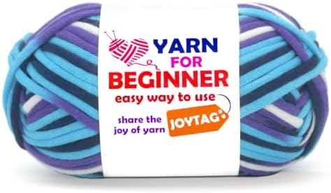 50g Rainbow Beginner Crochet Yarn for Crocheting and Knitting Multicolor Cotton Crochet Yarn for Beginners with Easy-to-See Stitches Cotton-Nylon Blend Easy Yarn for Beginners(Blue Purple)