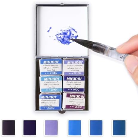 Mini Portable Handmade Artist Watercolor Paint,6 Colors Solid Watercolor