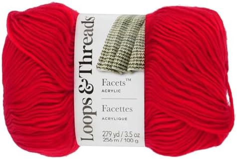 Loops & Threads Facets Yarn - Yarn for Knitting, Crochet, Weaving, and Arts & Crafts - Red, Acrylic, 3.5 oz