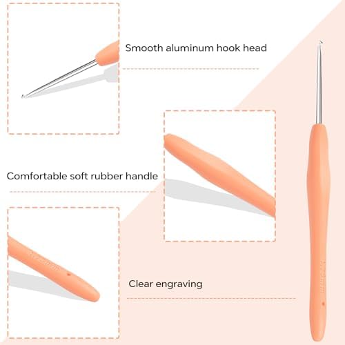 Small Size Crochet Hook Lace Crochet Needle, 1.75mm Crochet Hook, Ergonomic Crochet Hooks，Embroidery Thread Knitting Weaving Tool (1.75 mm)
