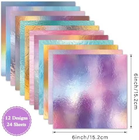 24 Sheets Scrapbook Paper Pad , 6 x 6 Inch Colorful Decorative Scrapbooking Paper Supplies for Card Making Folded Wrapping Material Junk Journals Supplies DIY Crafts Photo Album