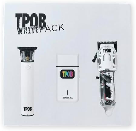 TPOB Slime 2 Barber Hair Clippers Trimmer Shaver Set for Men with Matte case and X Fade Blade (Matte White)