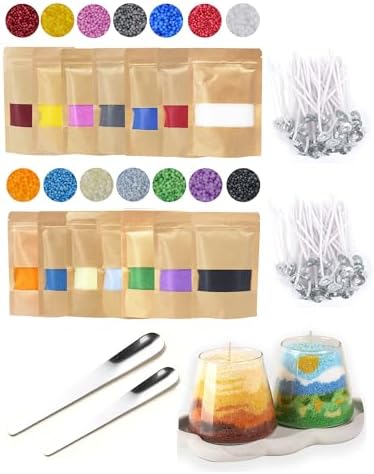 Monivi Candle Sand with Wicks 14 Color Pearled Candle Beads from Palm Wax
