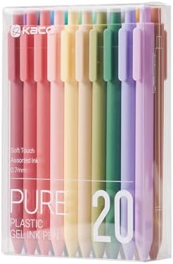 Kaco PURE Gel Pens 20 Macaron Color Ink Assorted 0.7mm Medium Point Pens