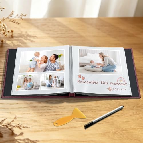 Photo Album Self Adhesive Scrapbook, 13"x12.6" 60 Pages/ 30 Sheets Large Photo Book for 4x6, 8x10 Pictures, DIY Album for Baby Wedding Family Travel Birthday