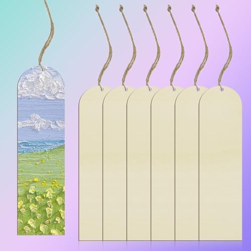 100 PCS Arch Unfinished Wood Bookmarks with 10M Rope