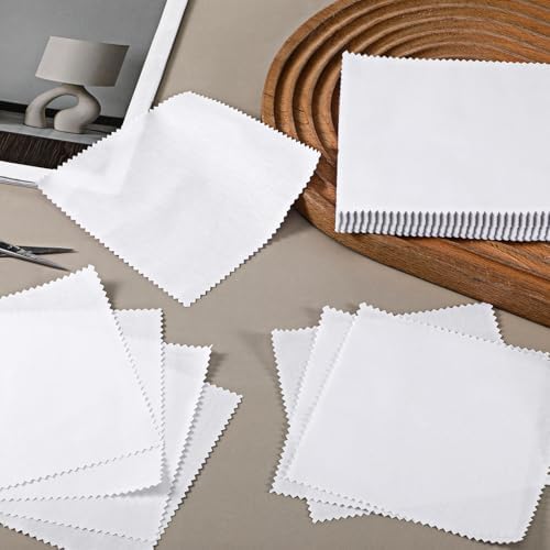 50 Pack 10-inch Cotton Fabric Squares, 10″ Precut Quilting Fabric Bundles, Solids White Charm Pack, for DIY, Beginners, Sewing, Craft (Wavy Edges)