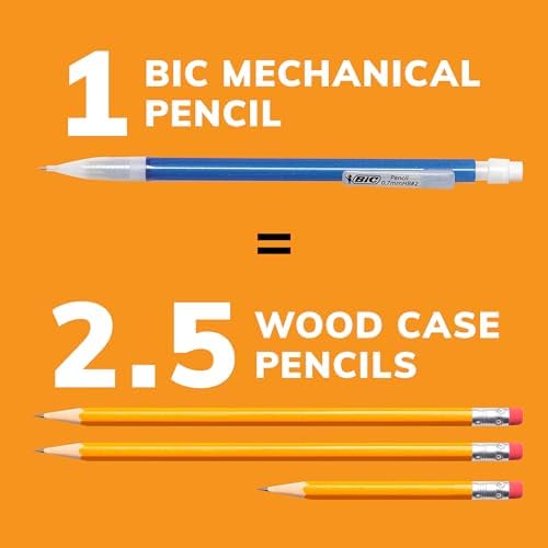 BIC Xtra-Sparkle Number 2 Mechanical Pencils, 24-Count Pack, 0.7mm Point | Colorful Sparkle Barrels, Multicolor Design, Ideal for School Supplies, Smudge-Resistant Lead, Medium Point, Erasers