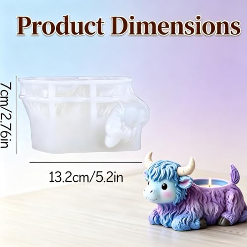 3D Highland Cow Resin Silicone Mold Animal Planter Casting Mold