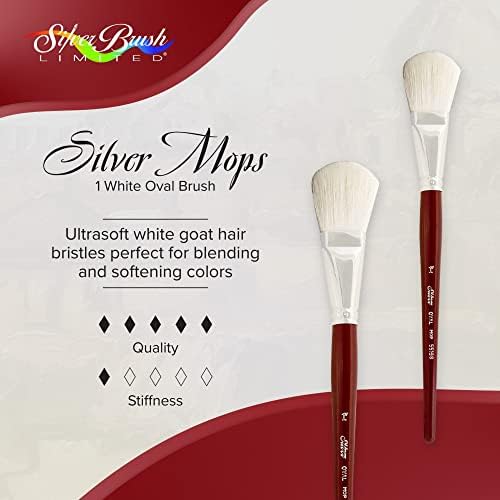 Silver Brush Limited Silver Mop White Oval Oil Paintbrush, Size 1 Inch