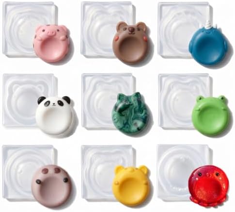 9Pcs Animal Thumb Worry Stone Silicone Molds Squishy Stress Relief Crafts