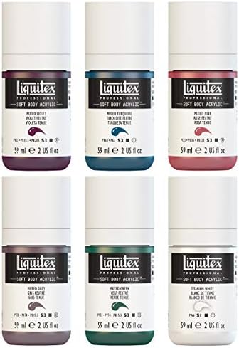 Liquitex Soft Body Acrylic Paint, 6 x 59ml (2-oz), Muted Collection + White
