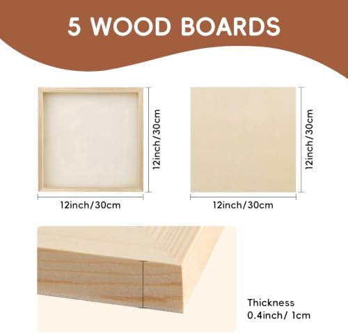 5 Pack Wood Canvas Boards for Painting, Unfinished Birch Cradle Boards