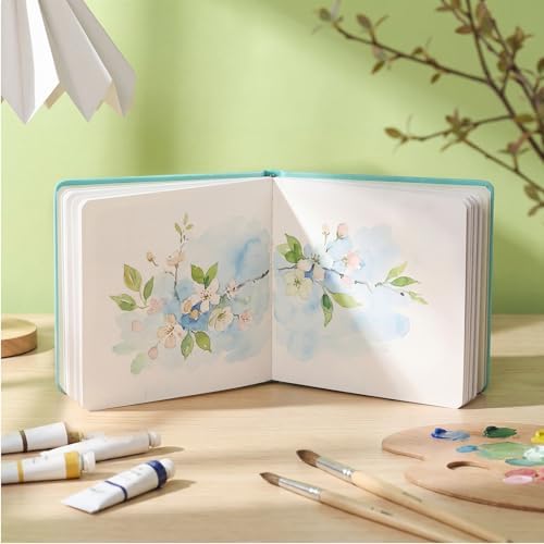5.5in Watercolor Sketchbook Journal Square Watercolor Notebook Turquoise