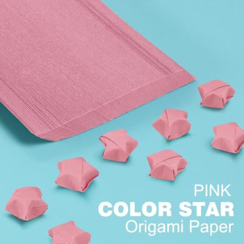 FoDau770 Solid Color Star Paper Strips - 360 Sheet, Pastel Pink