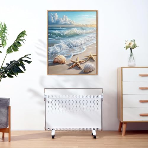 Fotasmua Diamond Painting Kits for Adults Beginner Beach, DIY Diamond Art Kits for Adults, 5D Ocean Sea Shell Round Full Drill Gem Art and Crafts Paintings kit for Home Wall Decor 12x16 Inch