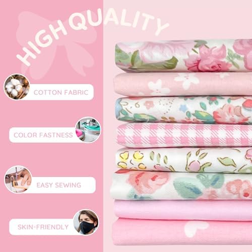 Aubliss 8pcs Fat Quarter Fabric Bundles (100% Cotton - 20'' x 20'')